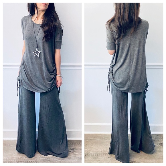 ✨RESTOCKED✨CHARCOAL GREY FABULOUS WIDE LEG PANTS - Picture 4 of 8